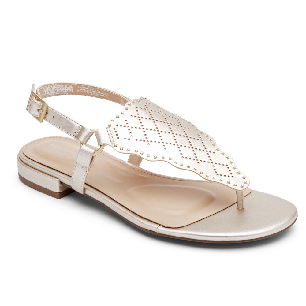 Sandalias Rockport Mujer Mexico - Total Motion Zosia Perforated Dorados - JQRPK7951